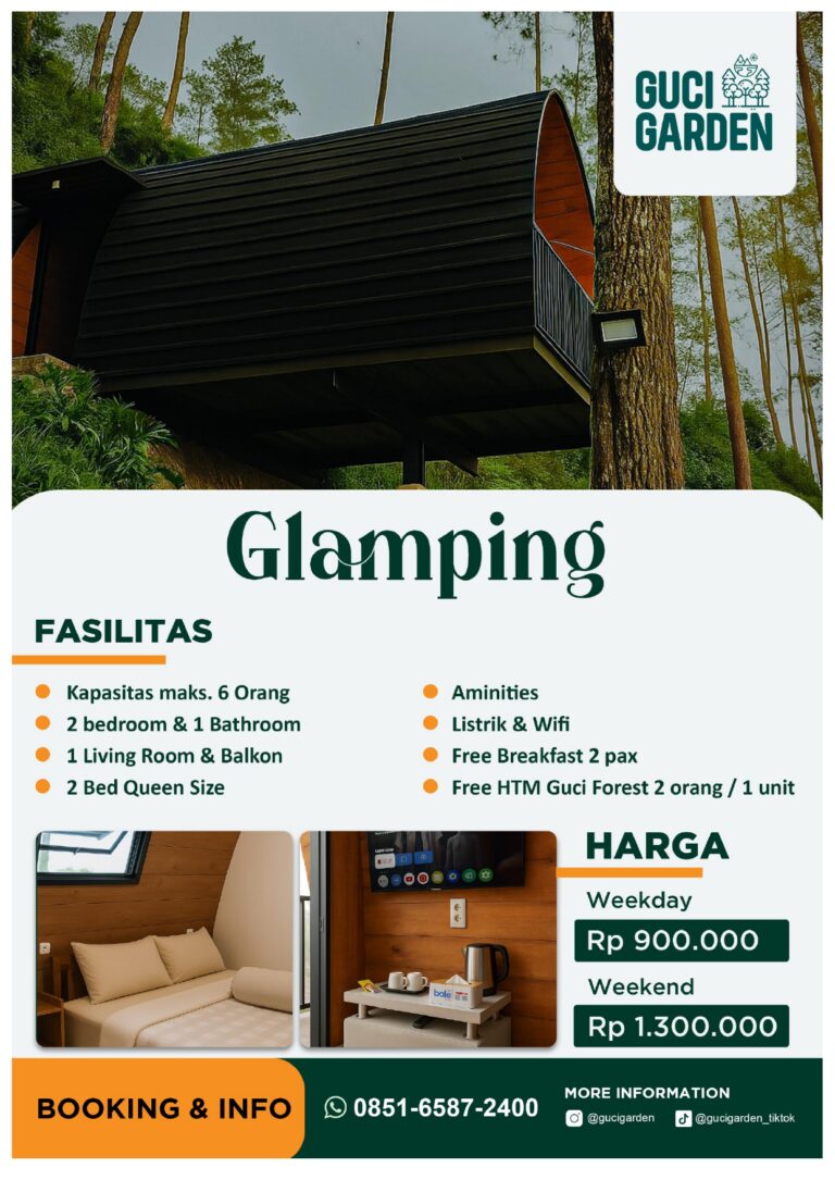 Glamping Luxury 2 kamar 6 orang harga Rp 900rb Guci Garden Tegal