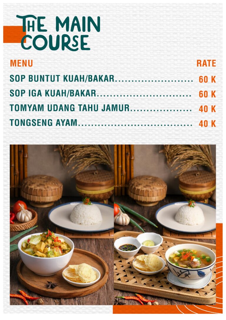 Sop Buntut Tomyam Tongseng menu utama Cafe Guci Garden Tegal