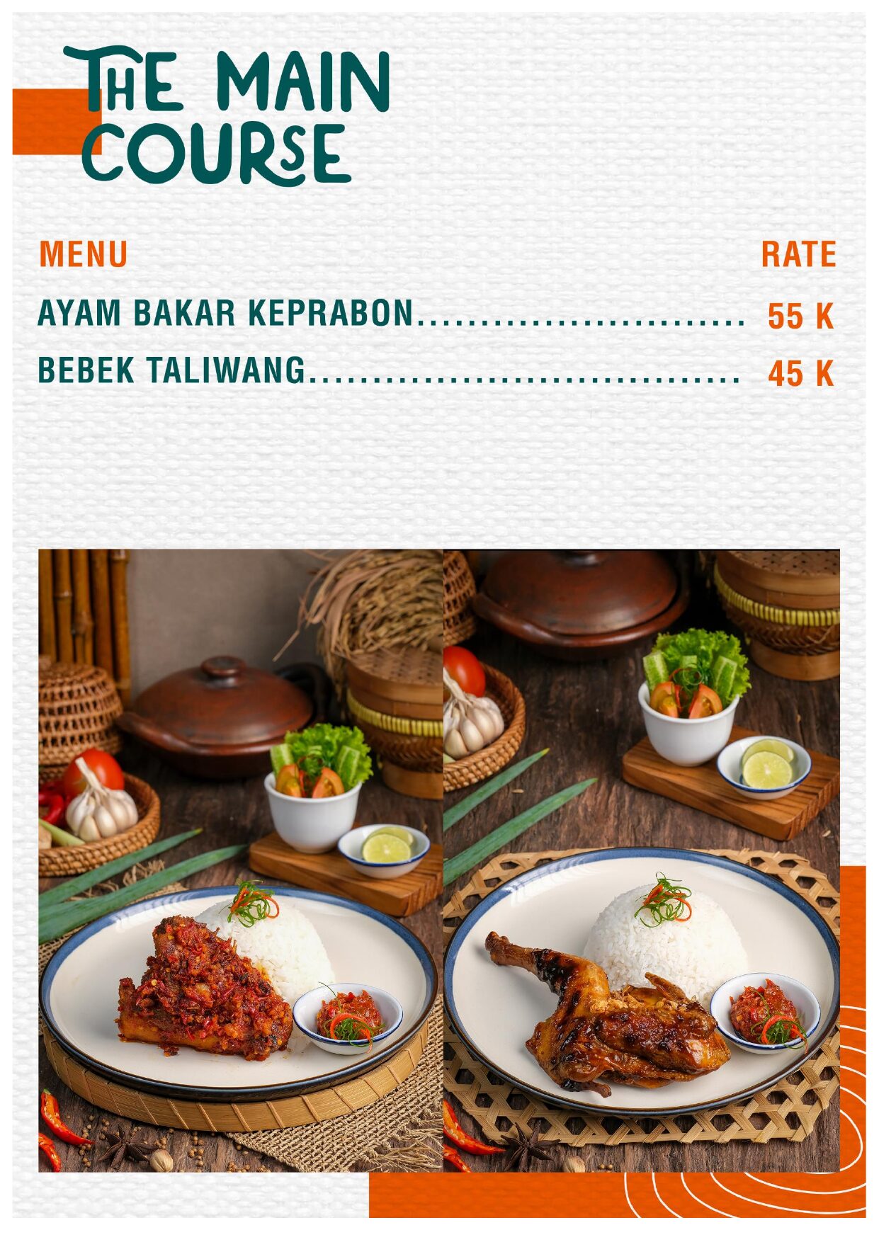 Ayam Bakar Keprabon Bebek Taliwang menu cafe Guci Garden