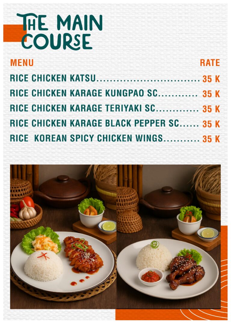 Rice Chicken Katsu Korean Spicy Wings menu Korea Cafe Guci Garden