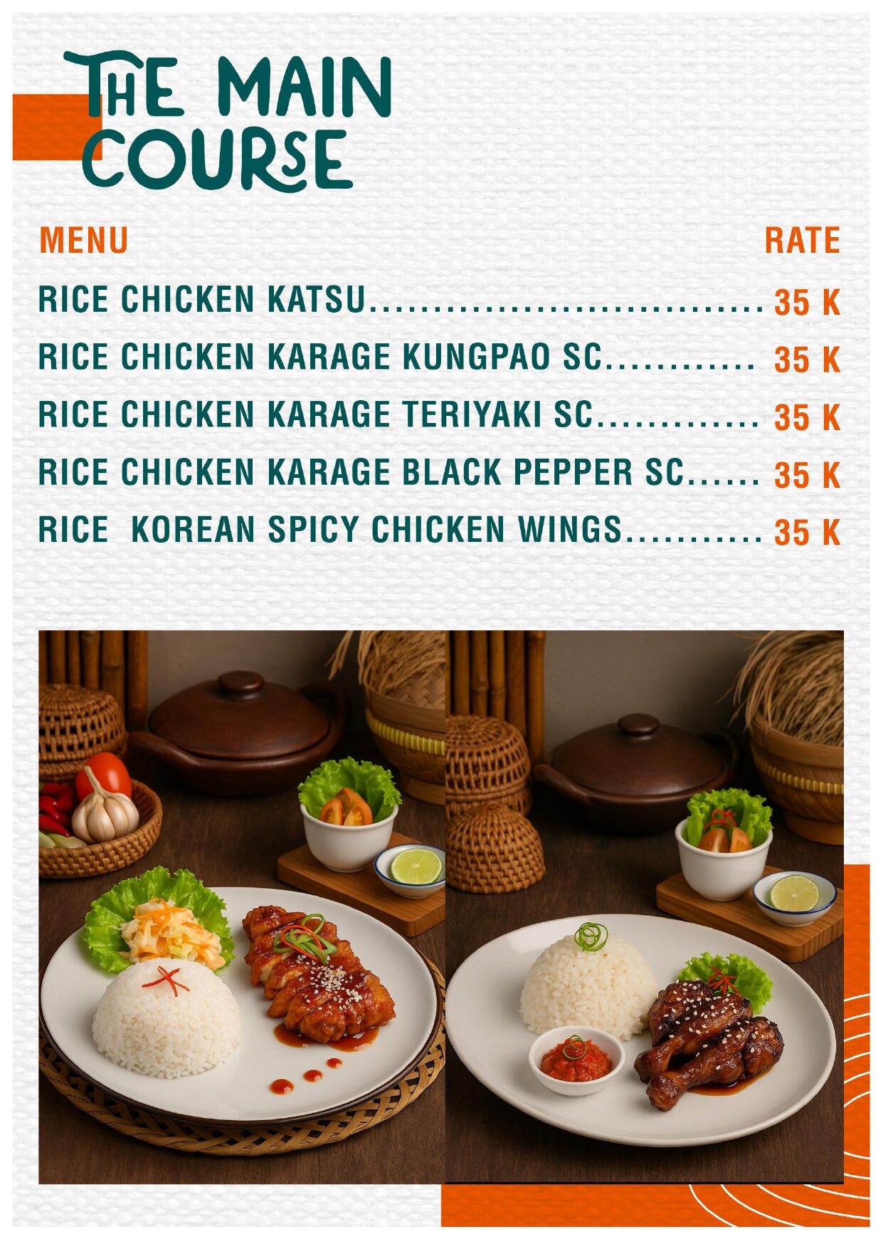 Rice Chicken Katsu Korean Spicy Wings menu Korea Cafe Guci Garden