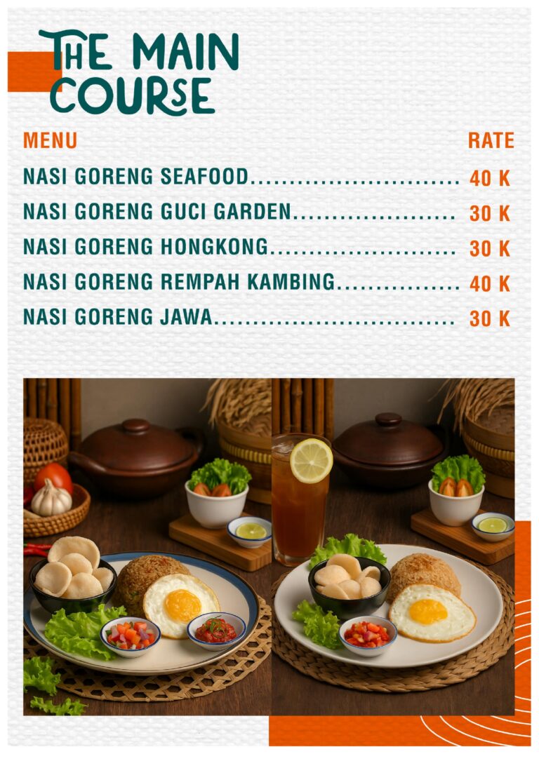 Nasi Goreng Seafood Guci Garden menu cafe resto pegunungan Tegal