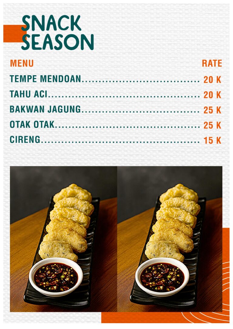 Snack Tempe Mendoan Tahu Aci Bakwan menu cafe Guci Garden