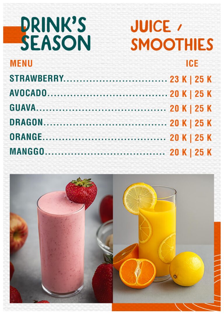 Jus Buah Smoothies Strawberry Avocado Mango menu minuman Guci Garden